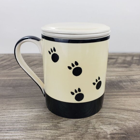 HUES N BREWS Black Siamese Cat Cattitude Tea Cup Infuser Set in Beige & Black - Picture 4 of 13